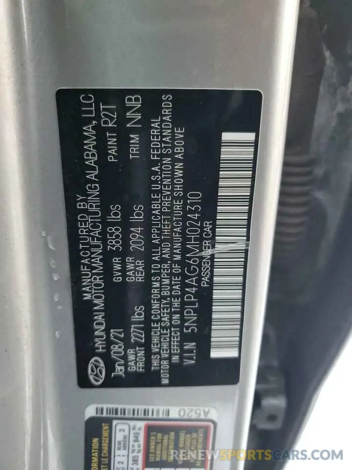 12 Фотография поврежденного автомобиля 5NPLP4AG6MH024310 HYUNDAI ELANTRA 2021