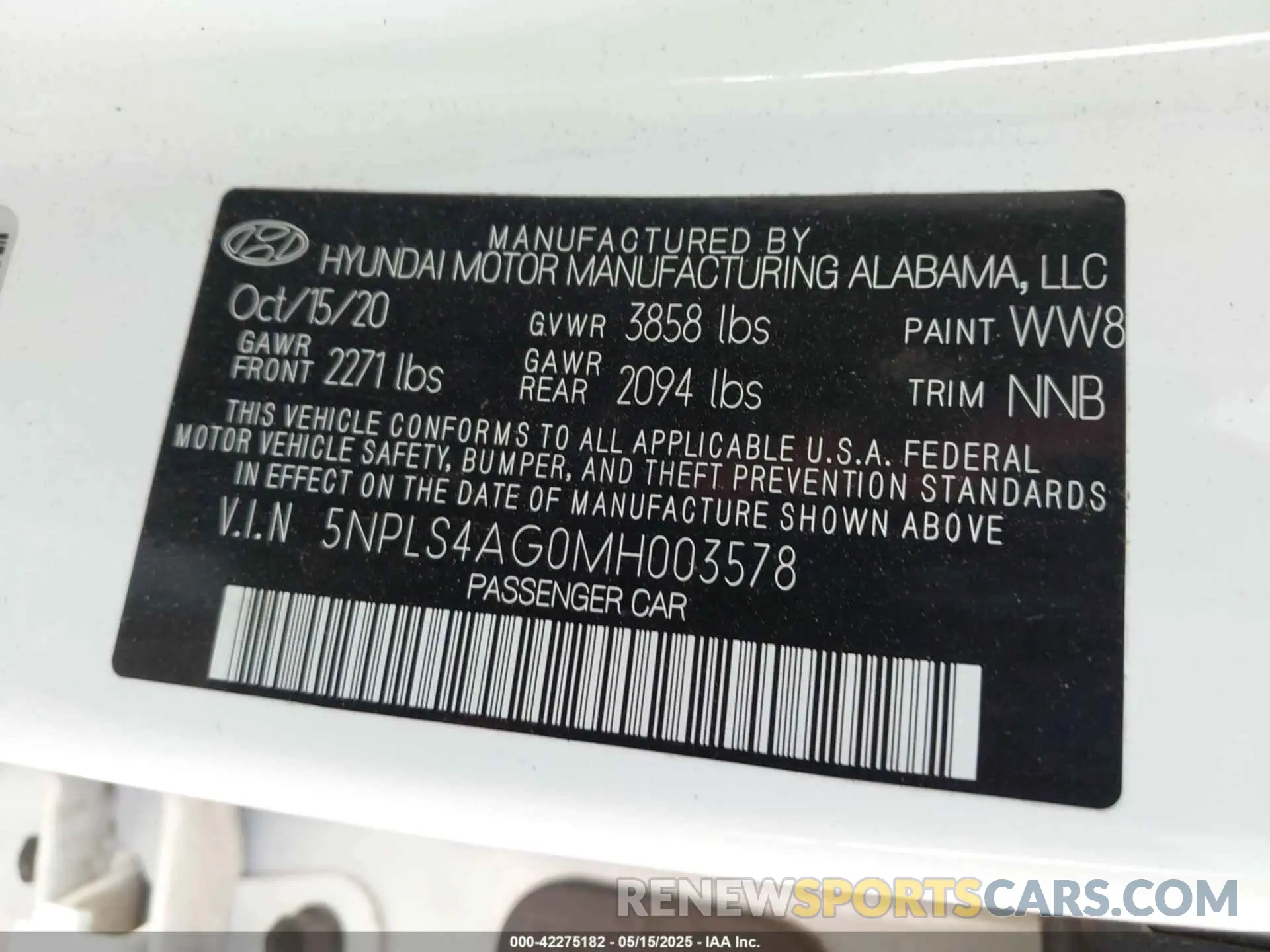 9 Фотография поврежденного автомобиля 5NPLS4AG0MH003578 HYUNDAI ELANTRA 2021