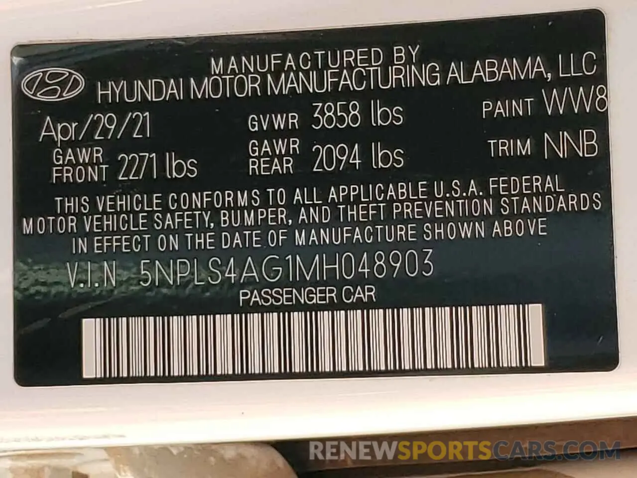 13 Photograph of a damaged car 5NPLS4AG1MH048903 HYUNDAI ELANTRA 2021