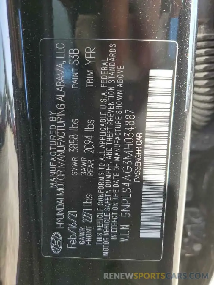 14 Photograph of a damaged car 5NPLS4AG3MH034887 HYUNDAI ELANTRA 2021