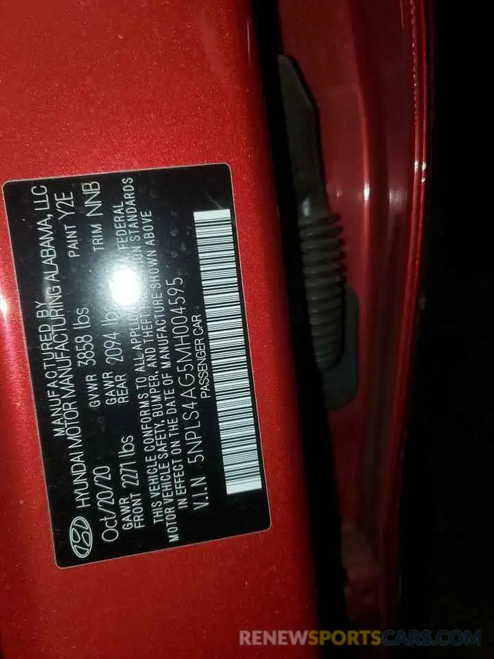 12 Фотография поврежденного автомобиля 5NPLS4AG5MH004595 HYUNDAI ELANTRA 2021