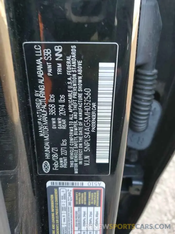 12 Фотография поврежденного автомобиля 5NPLS4AG5MH032560 HYUNDAI ELANTRA 2021