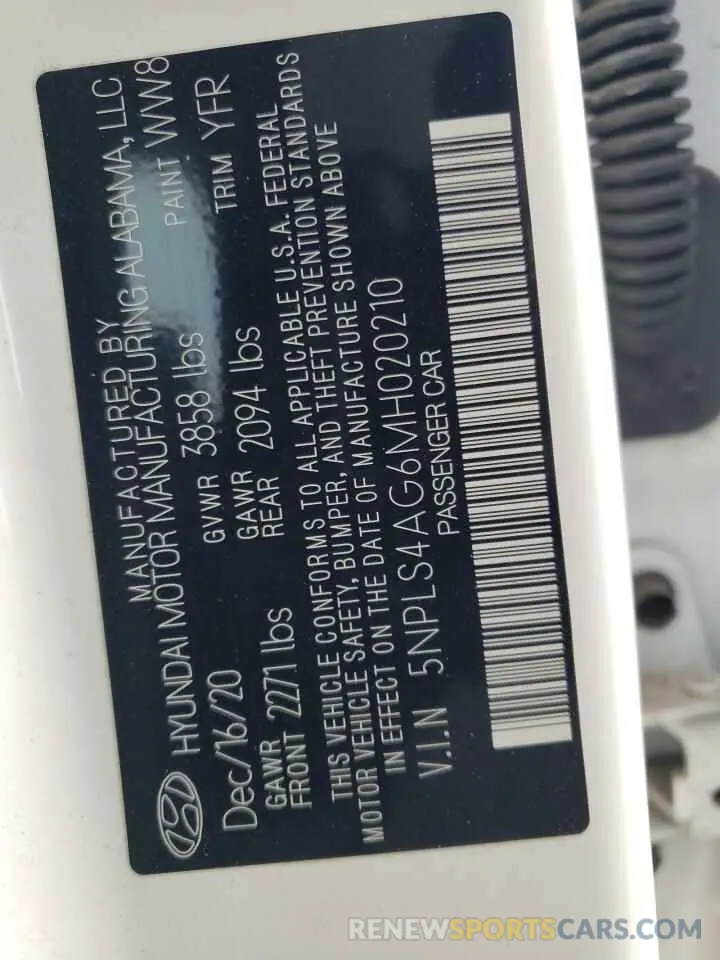 12 Фотография поврежденного автомобиля 5NPLS4AG6MH020210 HYUNDAI ELANTRA 2021