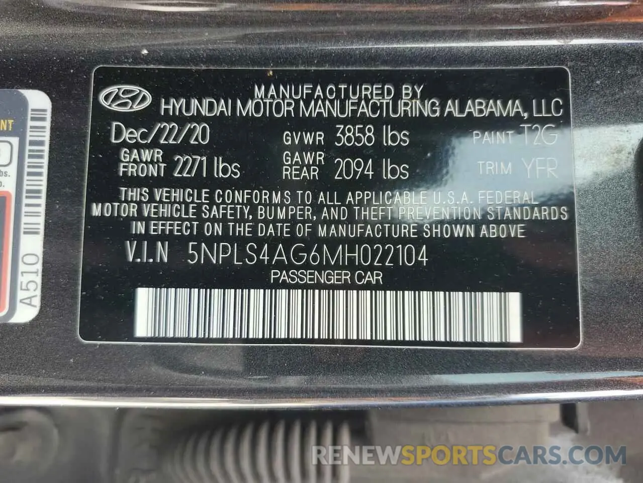 15 Photograph of a damaged car 5NPLS4AG6MH022104 HYUNDAI ELANTRA 2021
