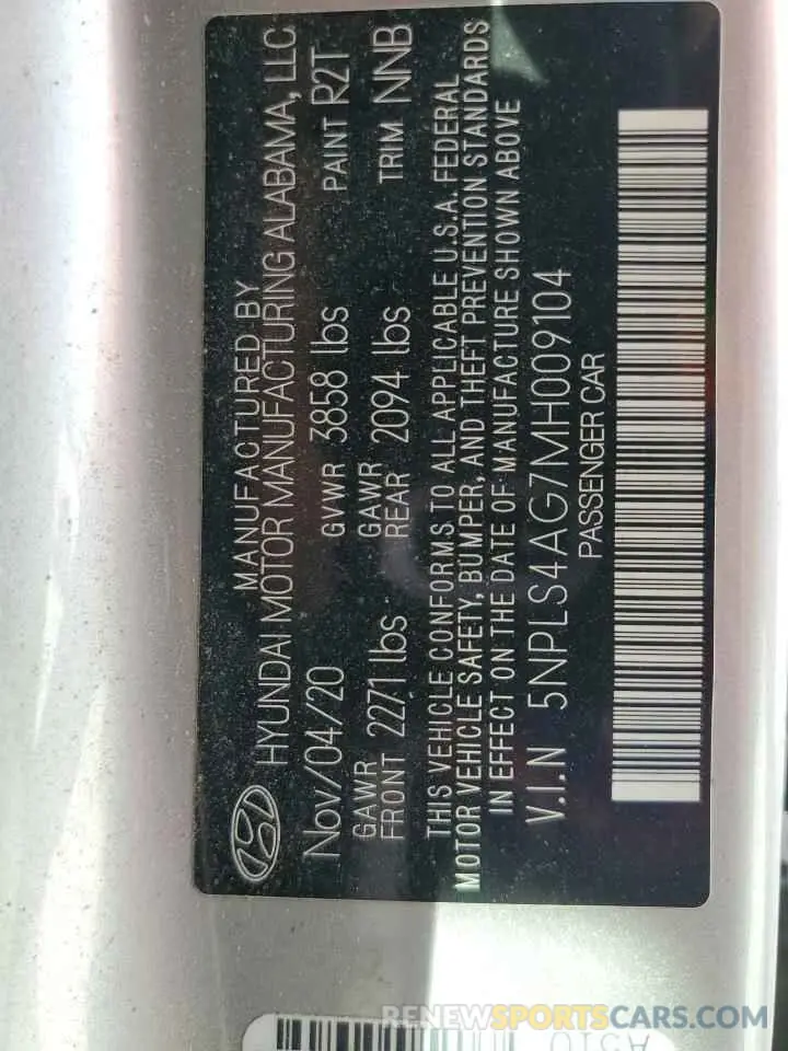 12 Photograph of a damaged car 5NPLS4AG7MH009104 HYUNDAI ELANTRA 2021