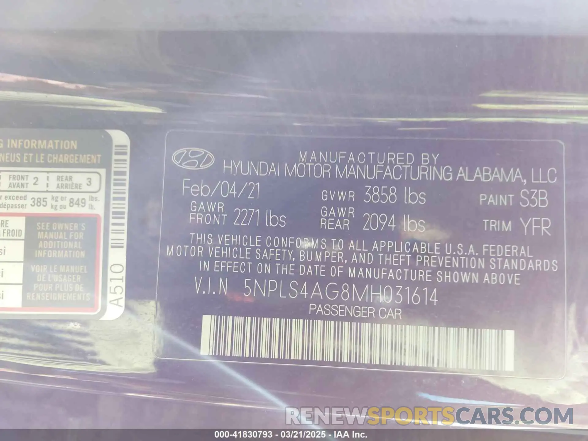 9 Фотография поврежденного автомобиля 5NPLS4AG8MH031614 HYUNDAI ELANTRA 2021