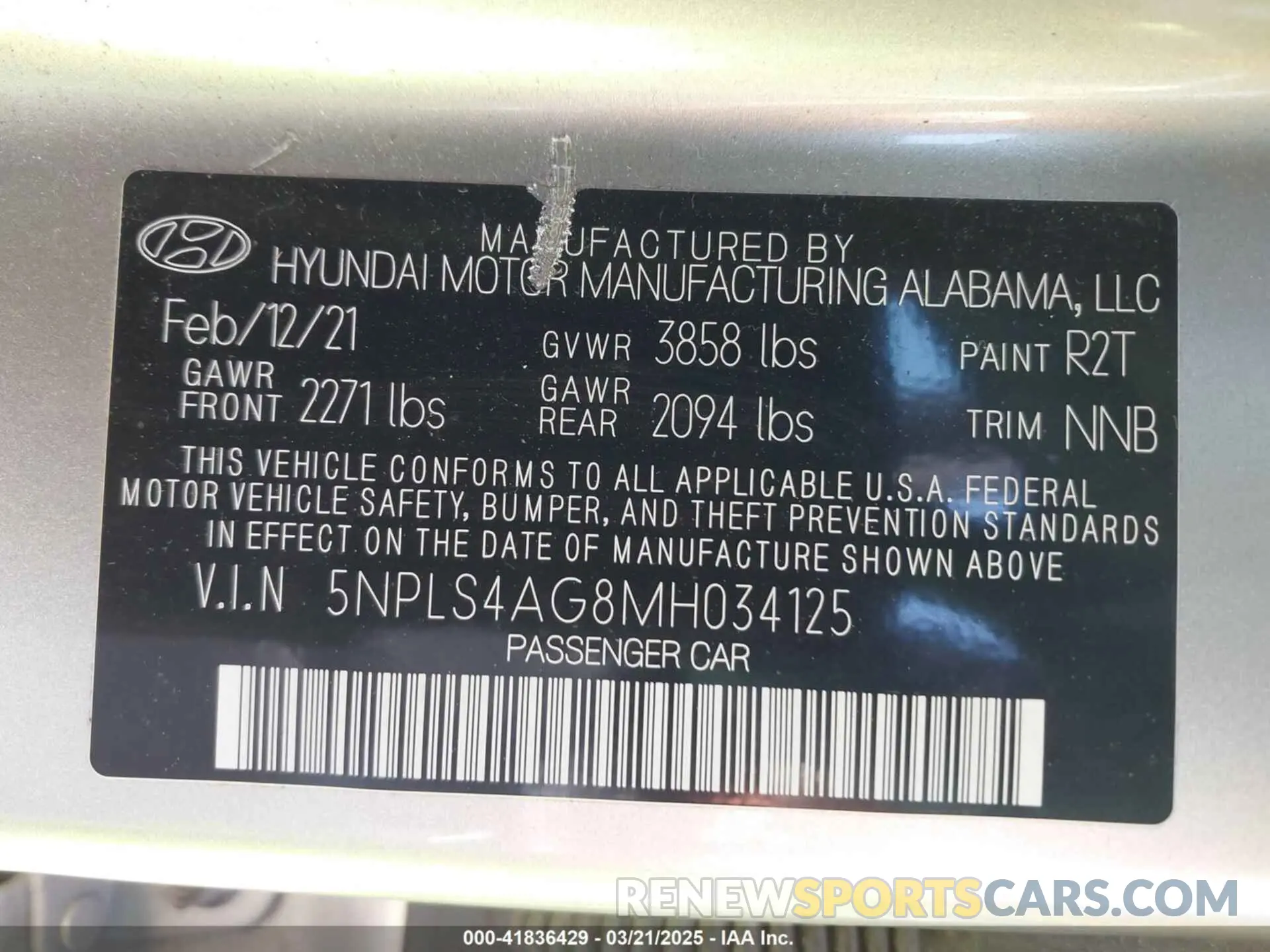 9 Photograph of a damaged car 5NPLS4AG8MH034125 HYUNDAI ELANTRA 2021