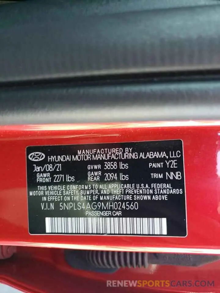 12 Photograph of a damaged car 5NPLS4AG9MH024560 HYUNDAI ELANTRA 2021