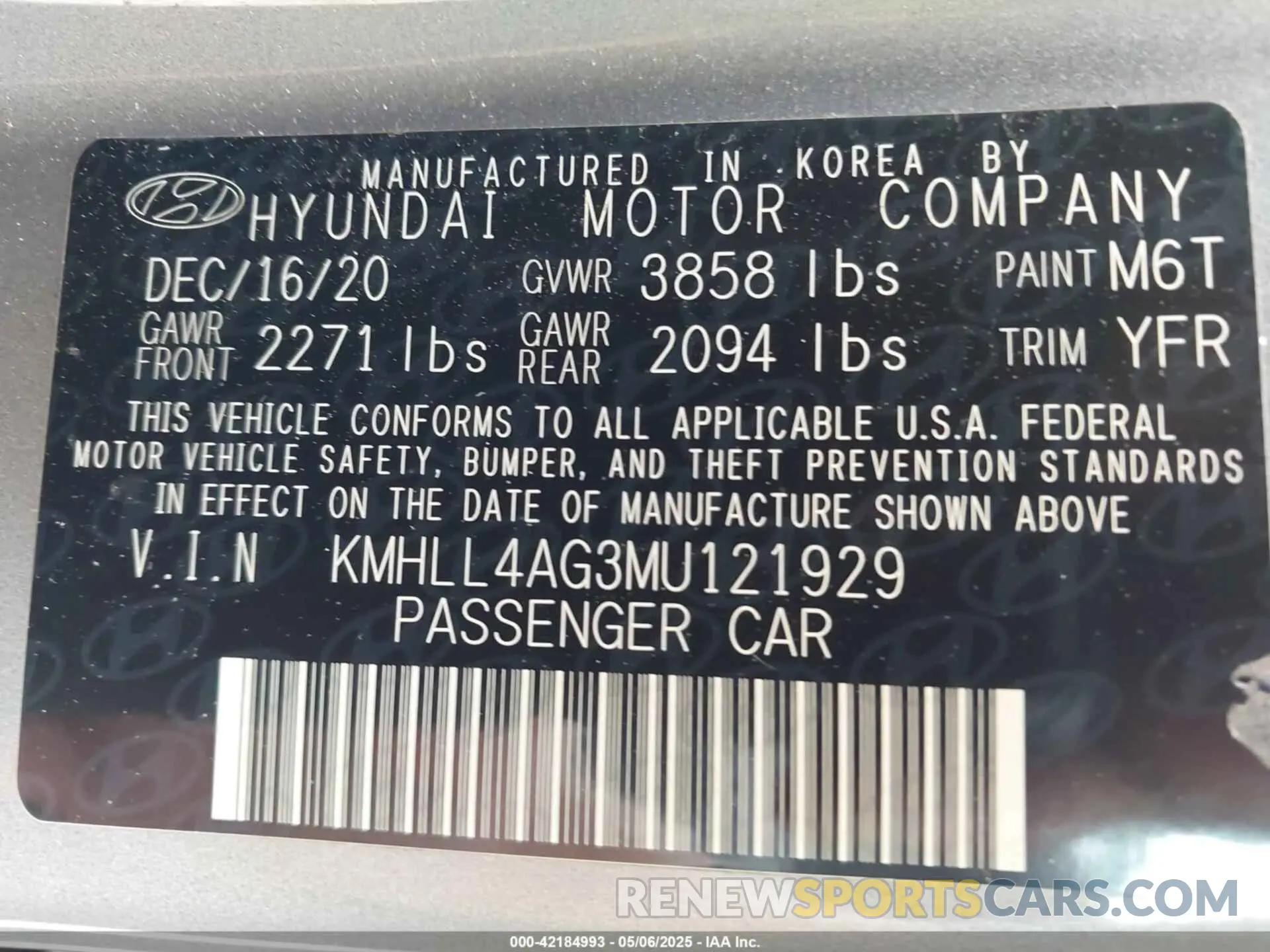 9 Photograph of a damaged car KMHLL4AG3MU121929 HYUNDAI ELANTRA 2021