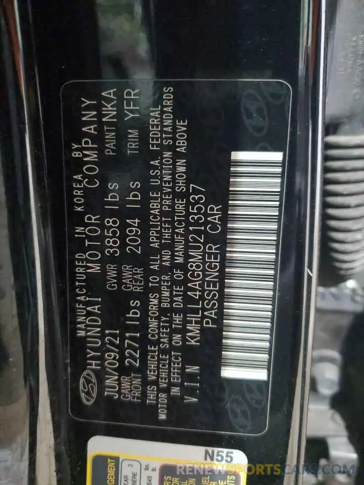 13 Photograph of a damaged car KMHLL4AG8MU213537 HYUNDAI ELANTRA 2021