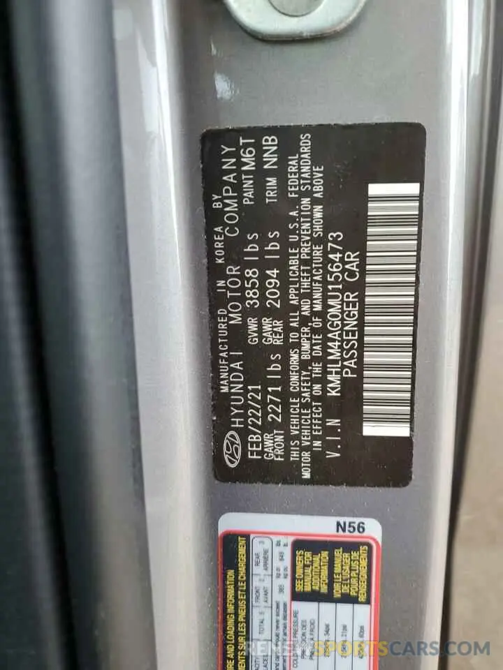 14 Фотография поврежденного автомобиля KMHLM4AG0MU156473 HYUNDAI ELANTRA 2021