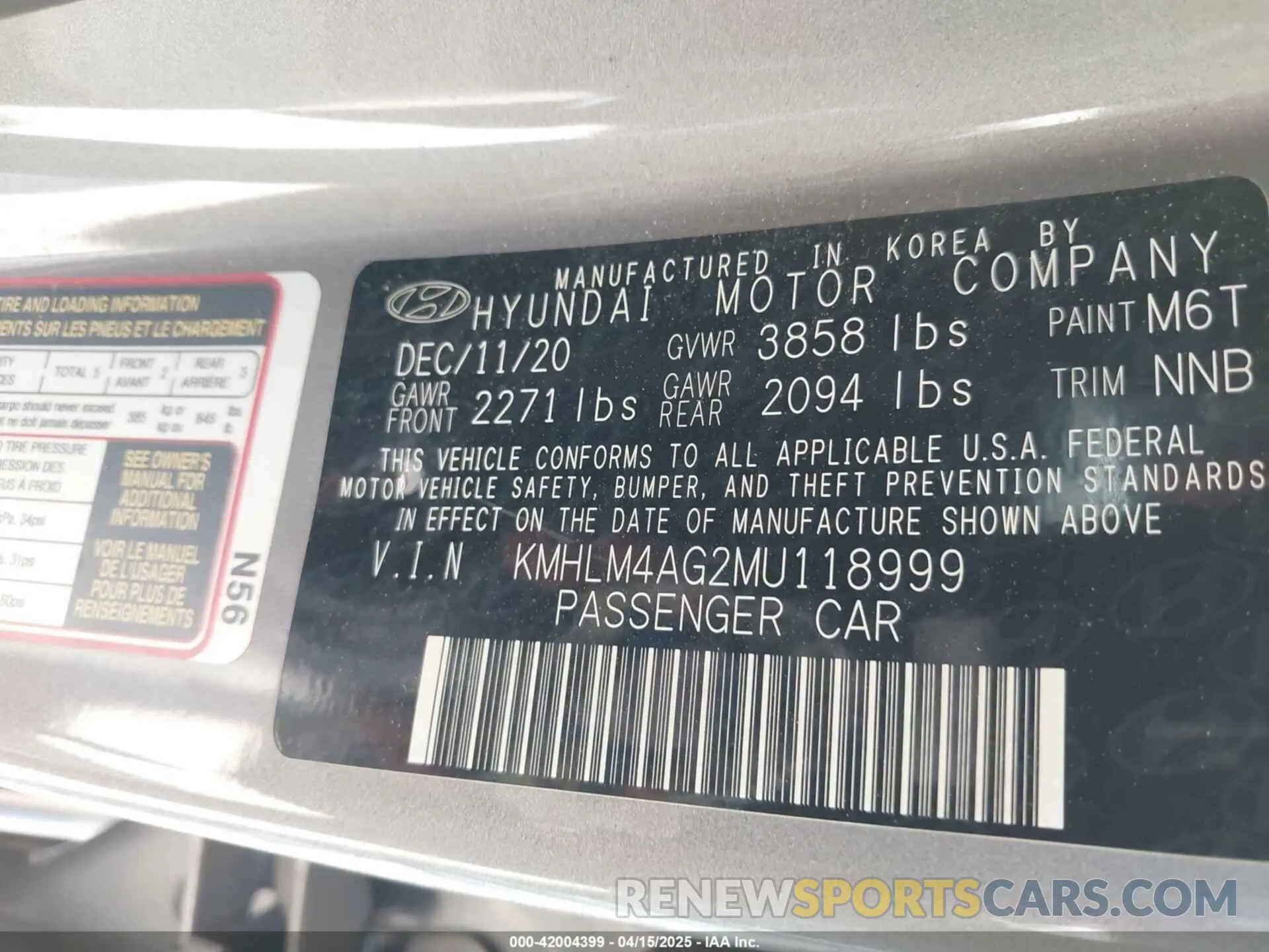 9 Photograph of a damaged car KMHLM4AG2MU118999 HYUNDAI ELANTRA 2021