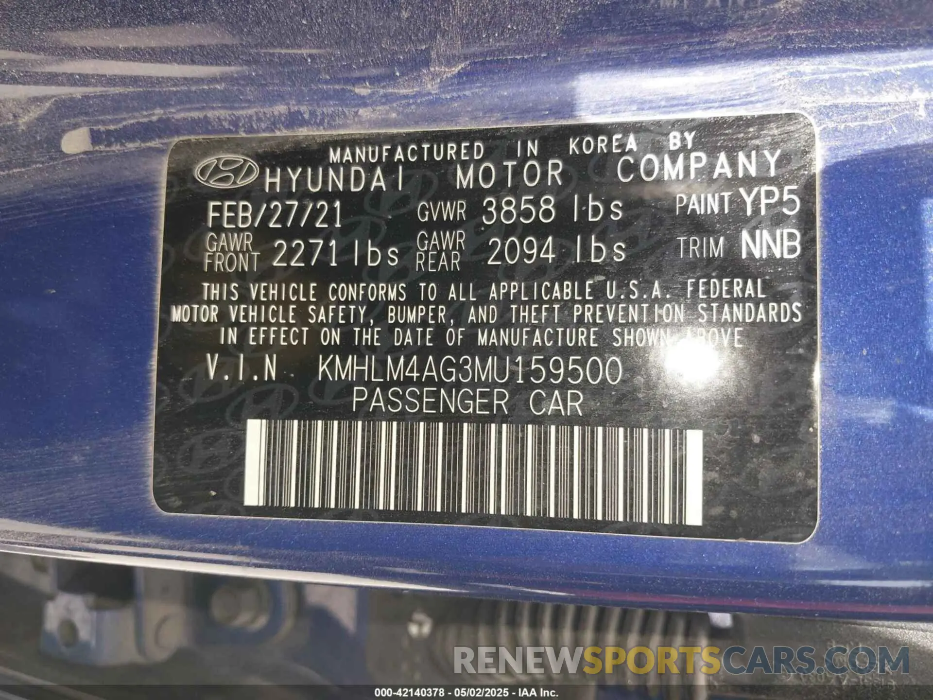 9 Photograph of a damaged car KMHLM4AG3MU159500 HYUNDAI ELANTRA 2021
