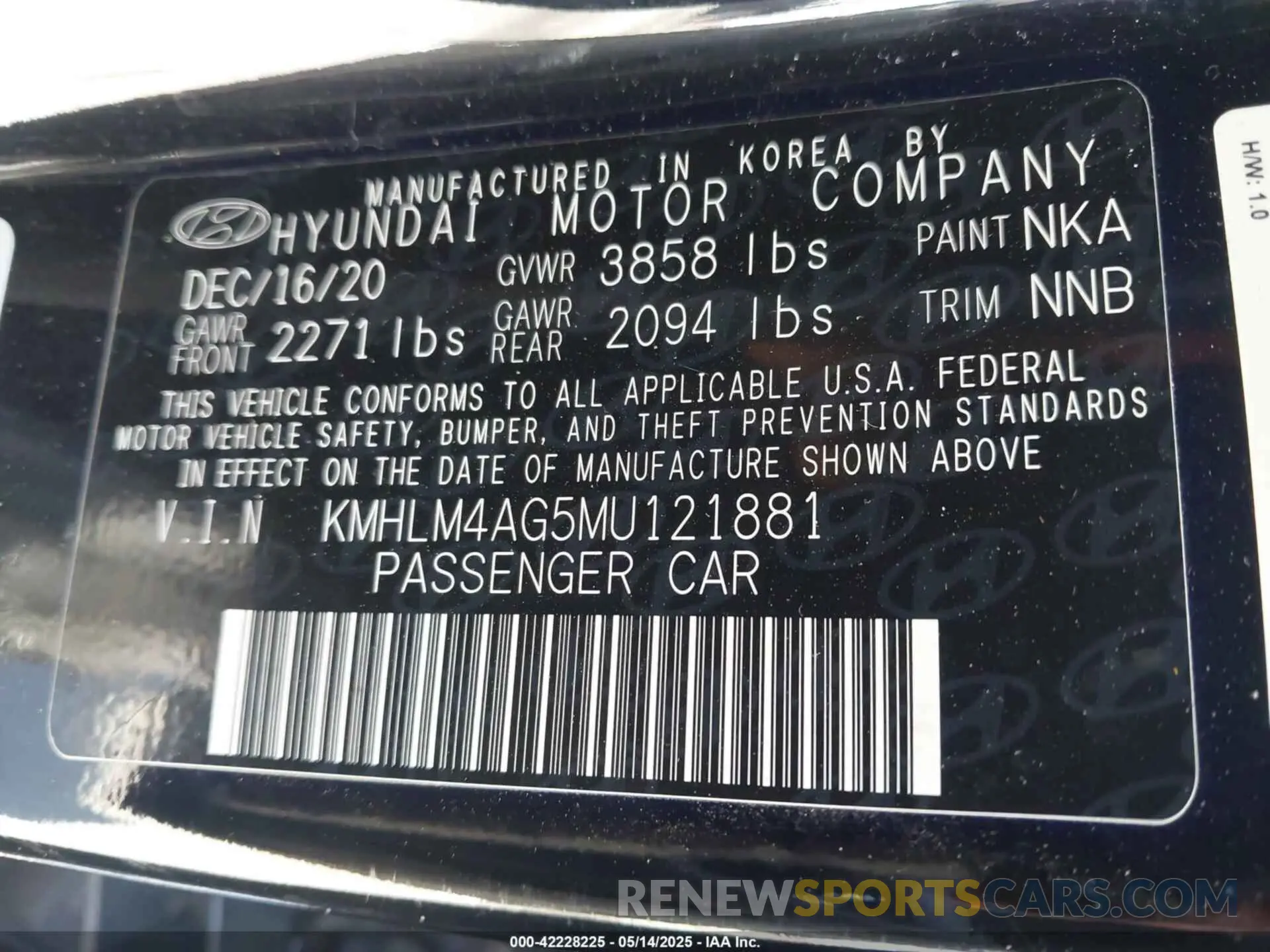 9 Photograph of a damaged car KMHLM4AG5MU121881 HYUNDAI ELANTRA 2021