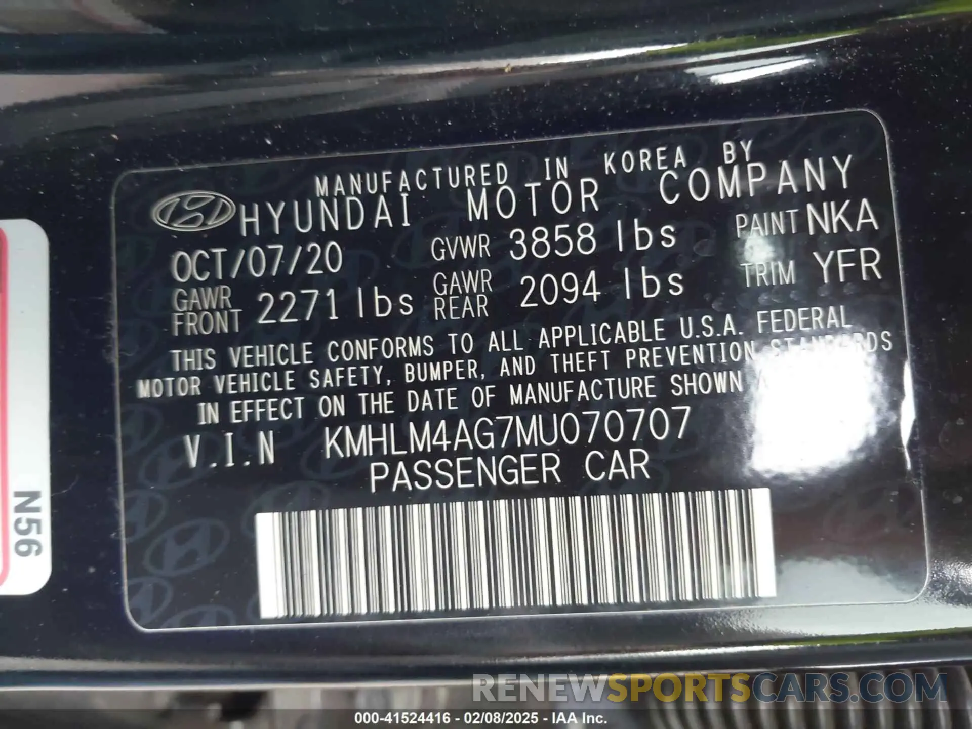 9 Photograph of a damaged car KMHLM4AG7MU070707 HYUNDAI ELANTRA 2021