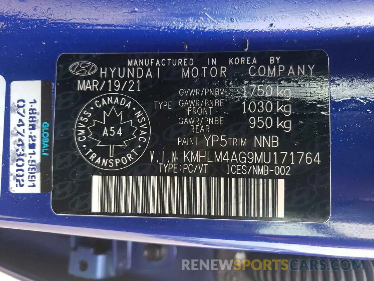 12 Фотография поврежденного автомобиля KMHLM4AG9MU171764 HYUNDAI ELANTRA 2021