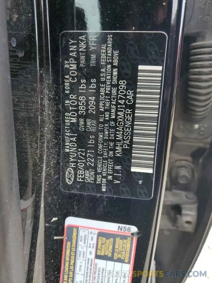 13 Photograph of a damaged car KMHLM4AGXMU147098 HYUNDAI ELANTRA 2021