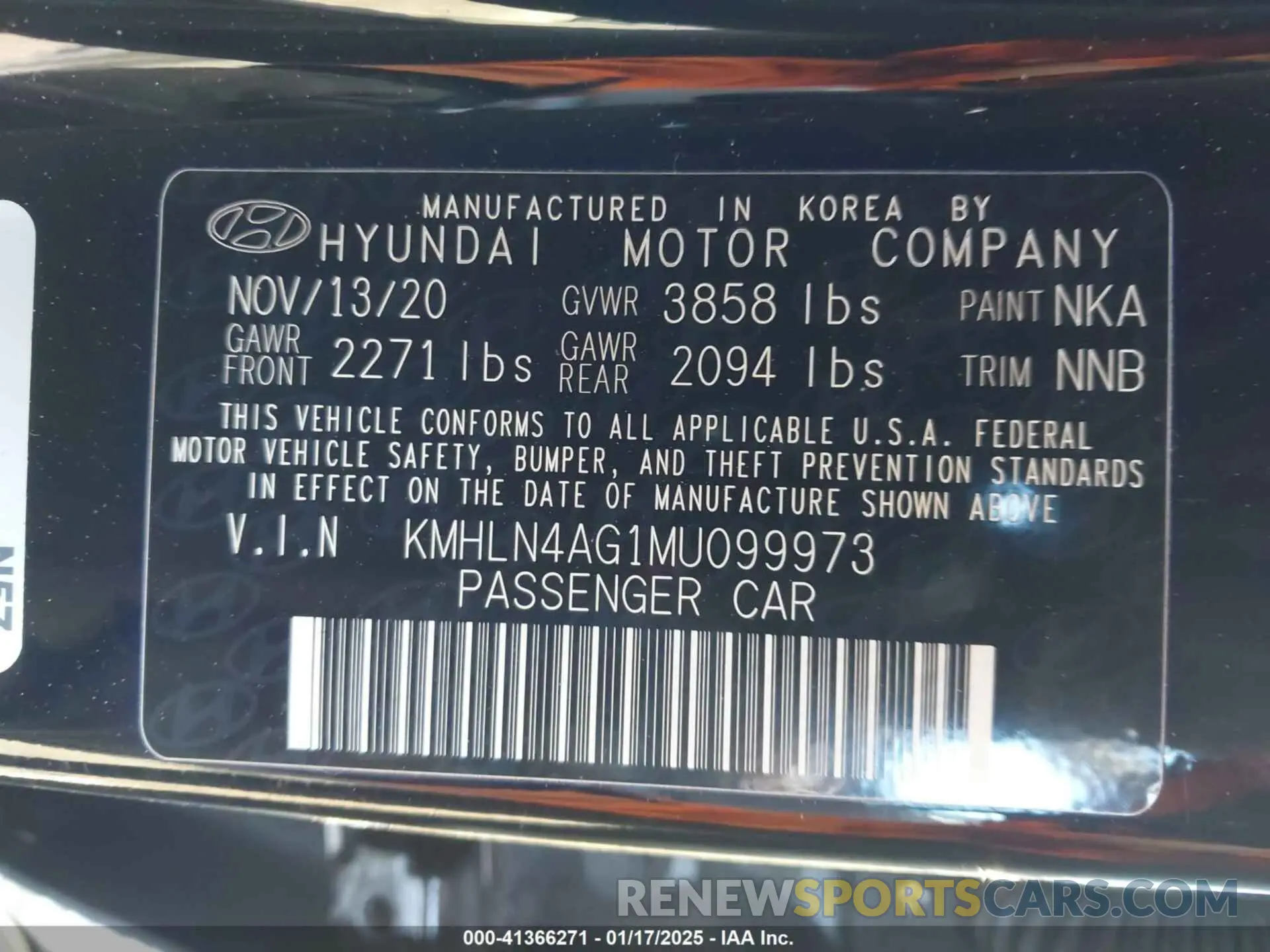 9 Фотография поврежденного автомобиля KMHLN4AG1MU099973 HYUNDAI ELANTRA 2021