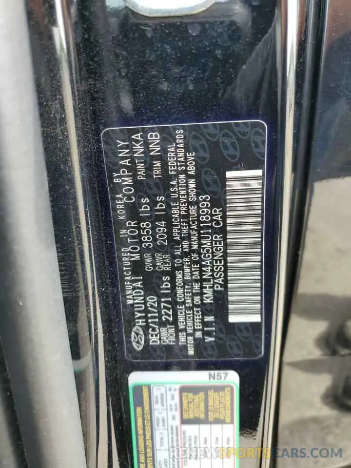 13 Photograph of a damaged car KMHLN4AG5MU118993 HYUNDAI ELANTRA 2021
