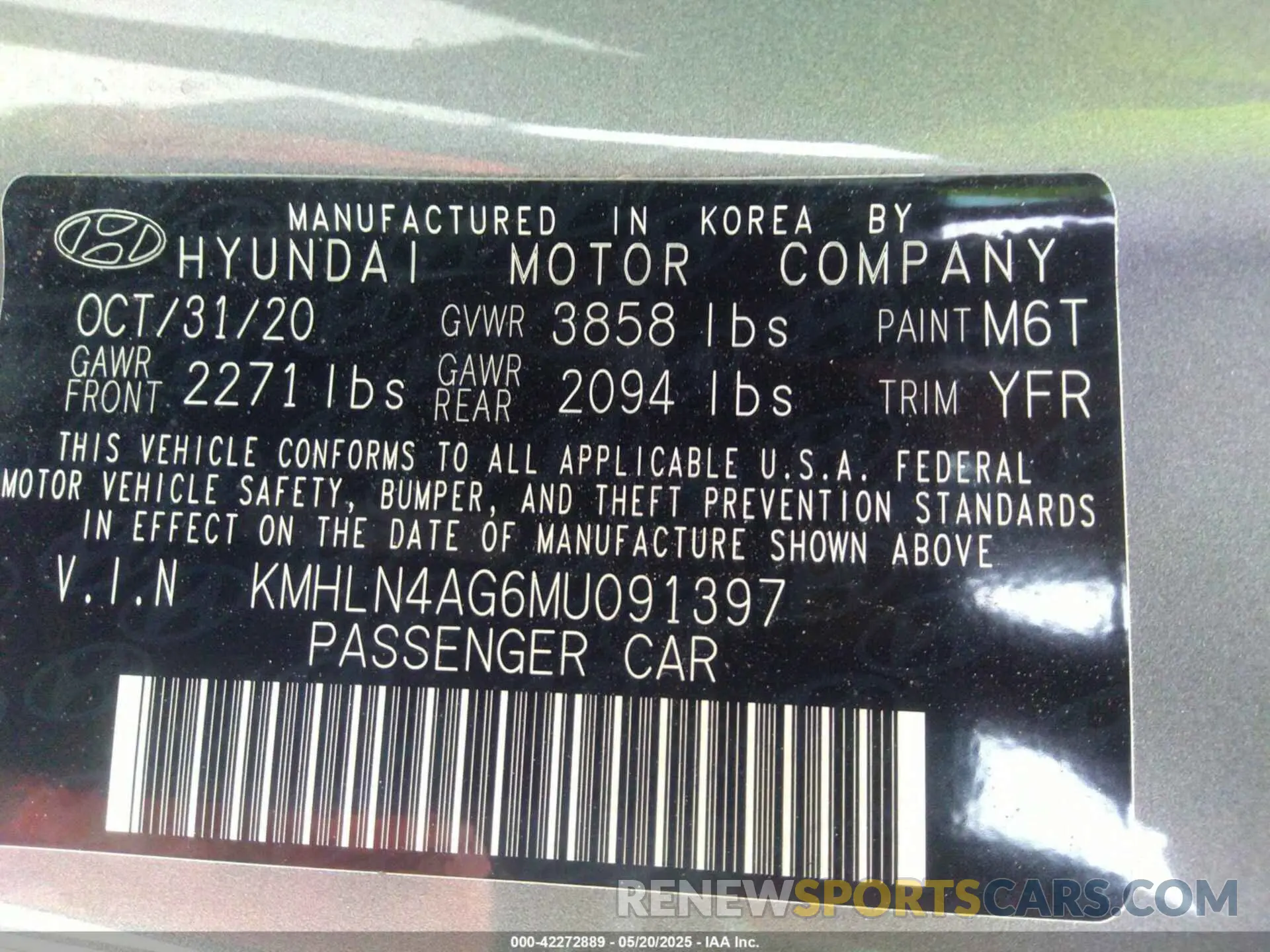 9 Photograph of a damaged car KMHLN4AG6MU091397 HYUNDAI ELANTRA 2021