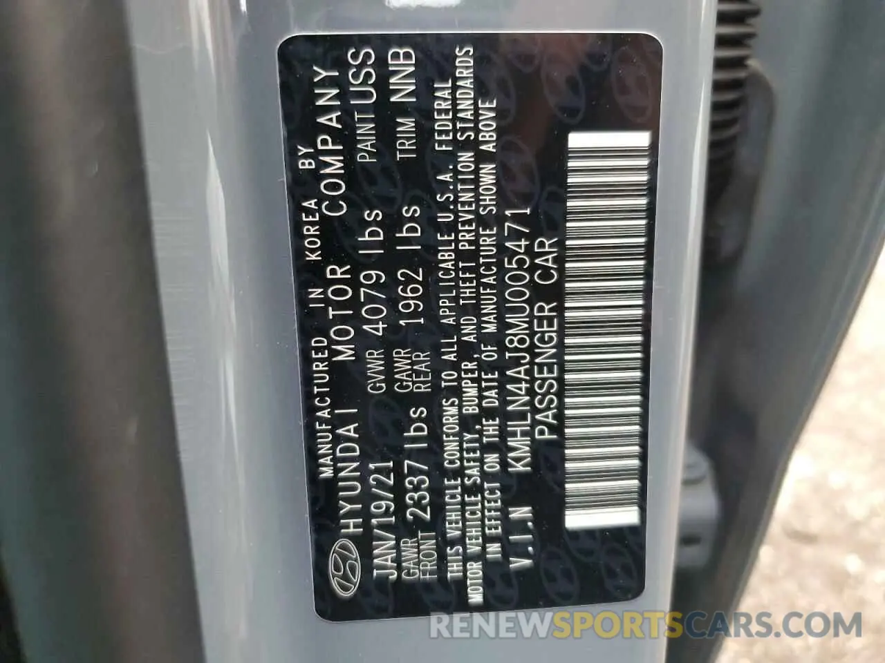 13 Фотография поврежденного автомобиля KMHLN4AJ8MU005471 HYUNDAI ELANTRA 2021