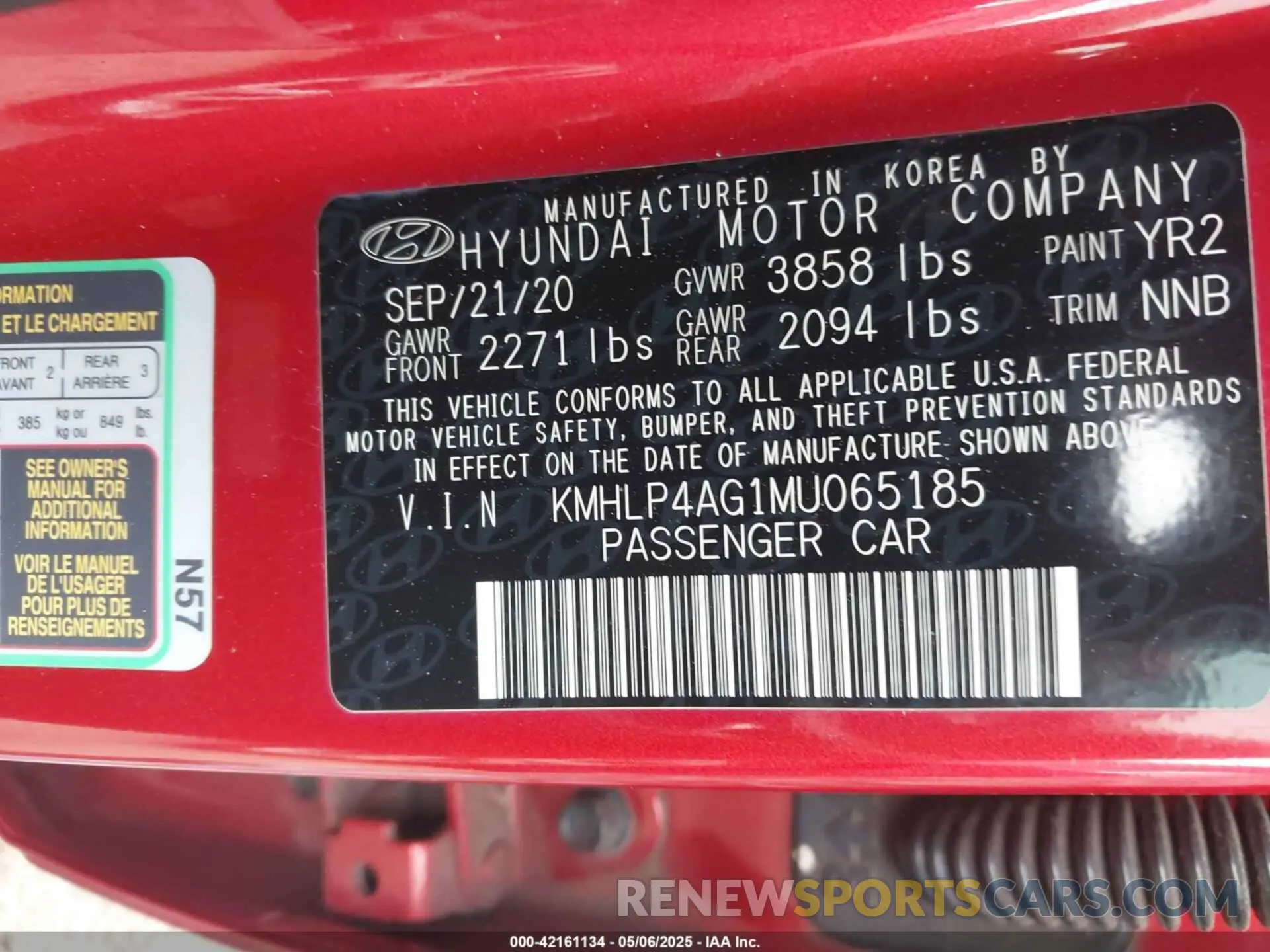 9 Photograph of a damaged car KMHLP4AG1MU065185 HYUNDAI ELANTRA 2021