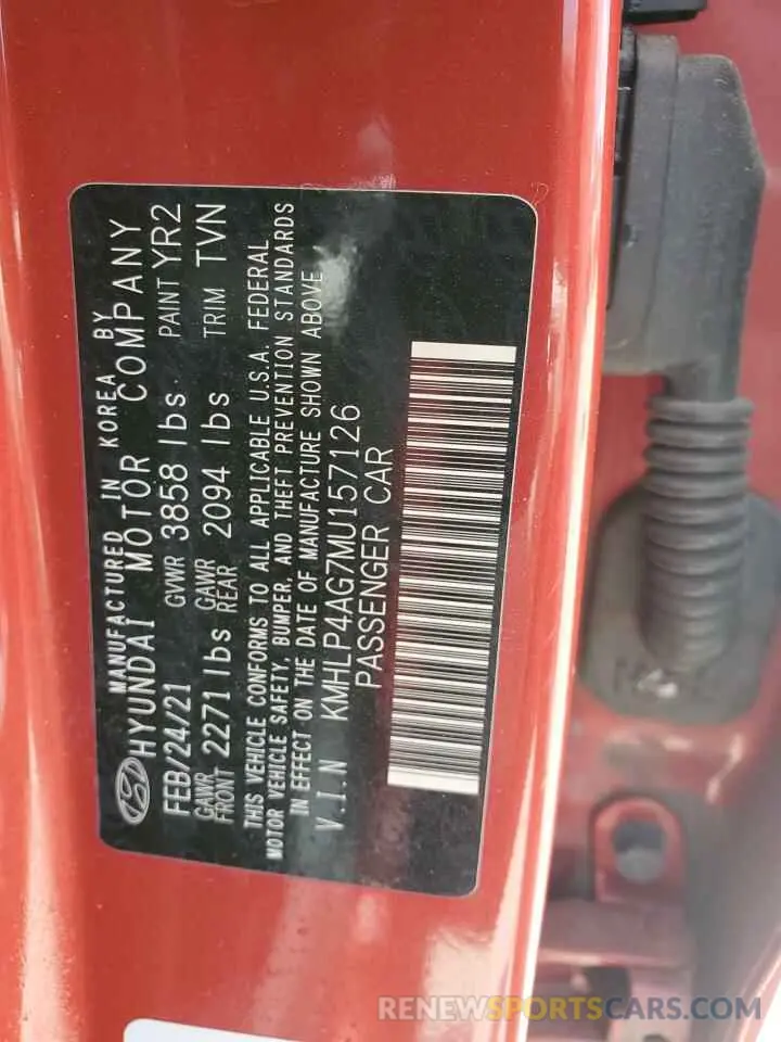 12 Photograph of a damaged car KMHLP4AG7MU157126 HYUNDAI ELANTRA 2021