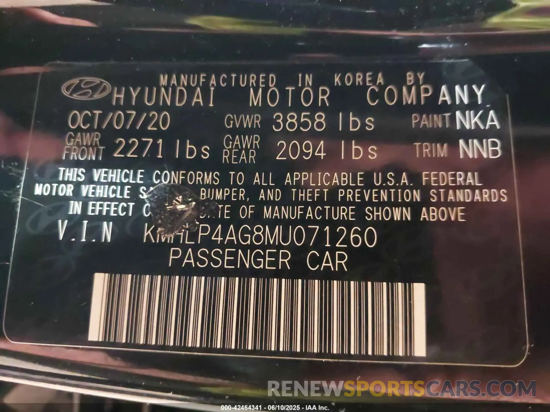 9 Фотография поврежденного автомобиля KMHLP4AG8MU071260 HYUNDAI ELANTRA 2021