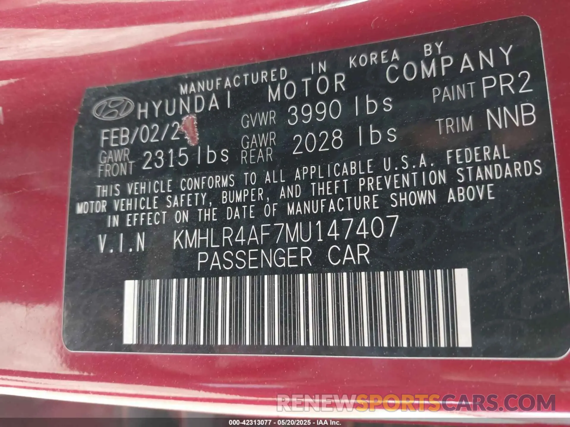 9 Фотография поврежденного автомобиля KMHLR4AF7MU147407 HYUNDAI ELANTRA 2021