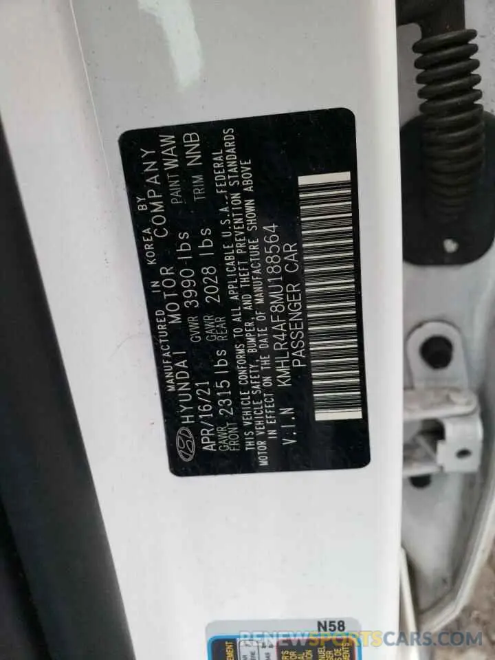 14 Photograph of a damaged car KMHLR4AF8MU188564 HYUNDAI ELANTRA 2021
