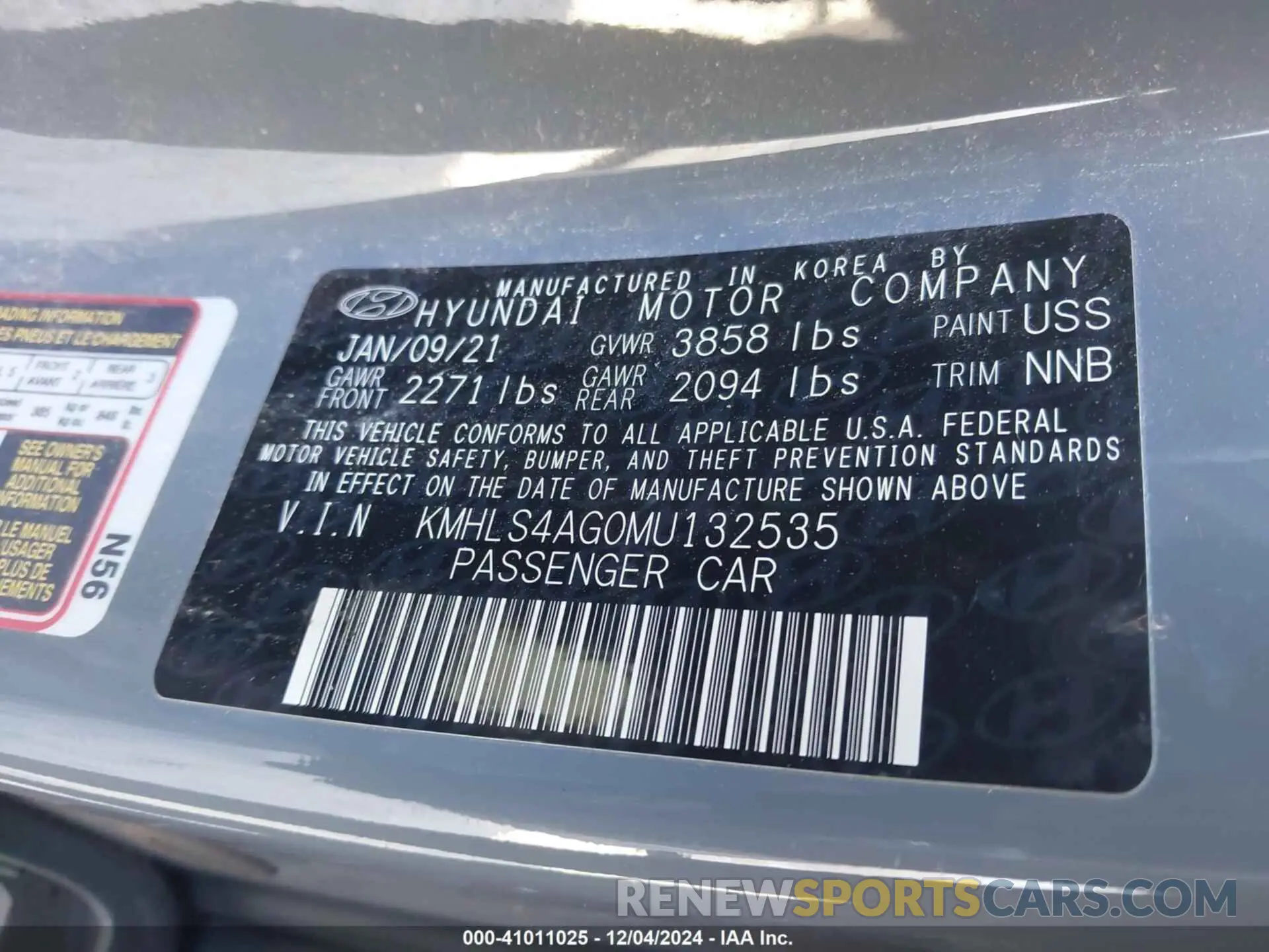 9 Photograph of a damaged car KMHLS4AG0MU132535 HYUNDAI ELANTRA 2021