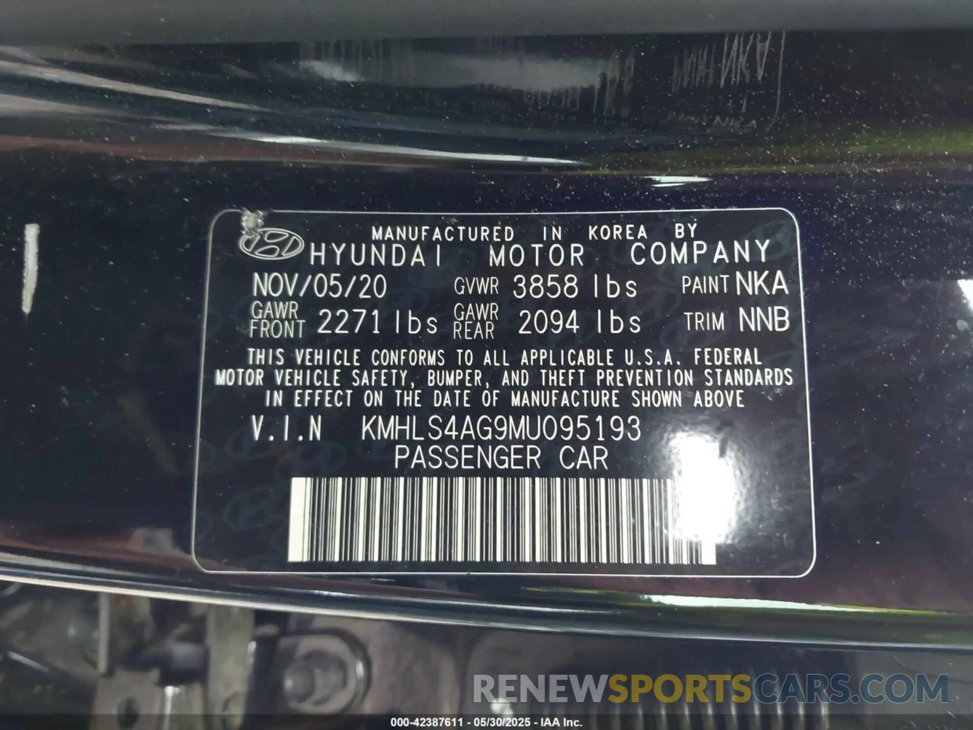 9 Фотография поврежденного автомобиля KMHLS4AG9MU095193 HYUNDAI ELANTRA 2021