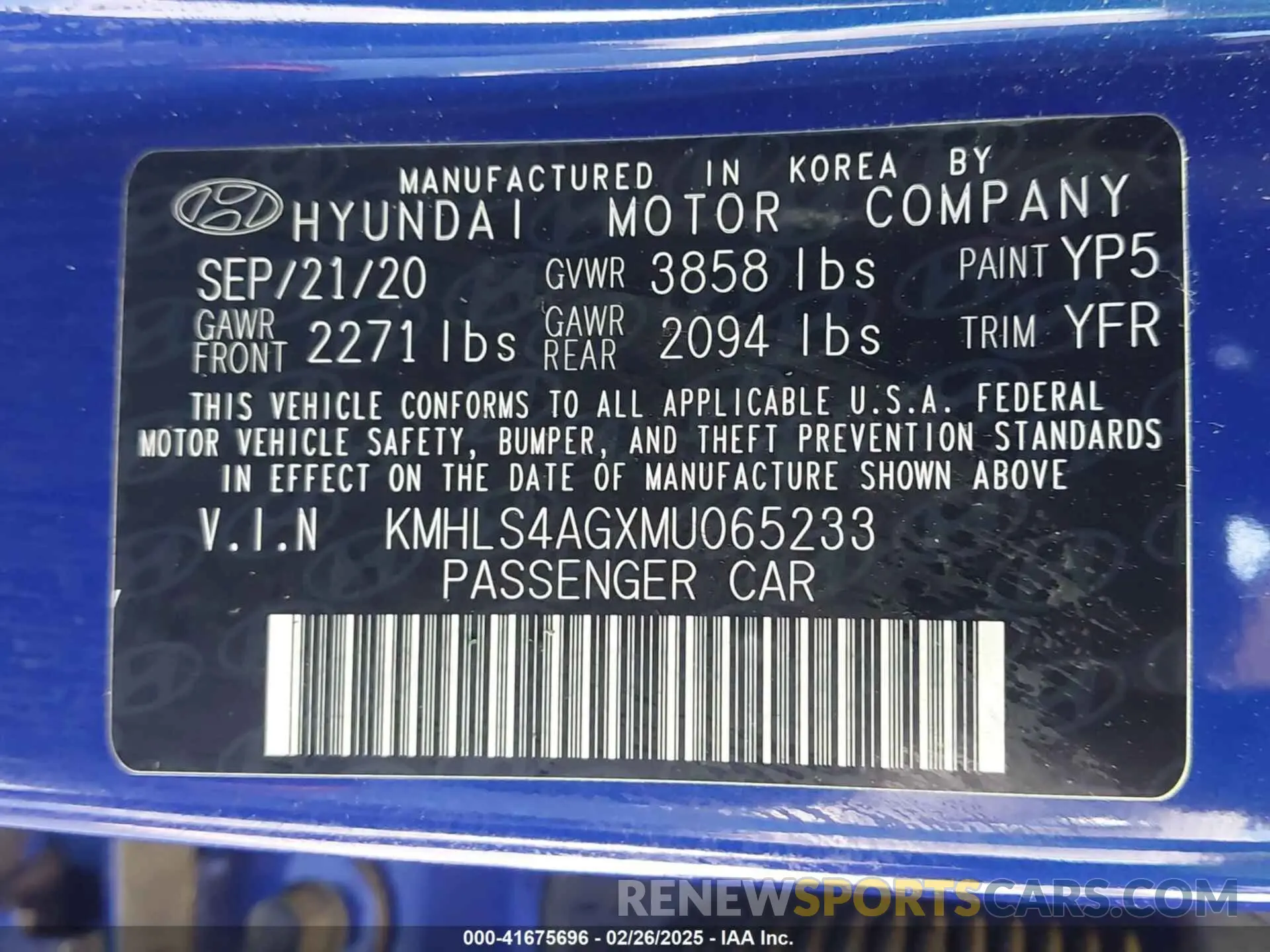 9 Photograph of a damaged car KMHLS4AGXMU065233 HYUNDAI ELANTRA 2021