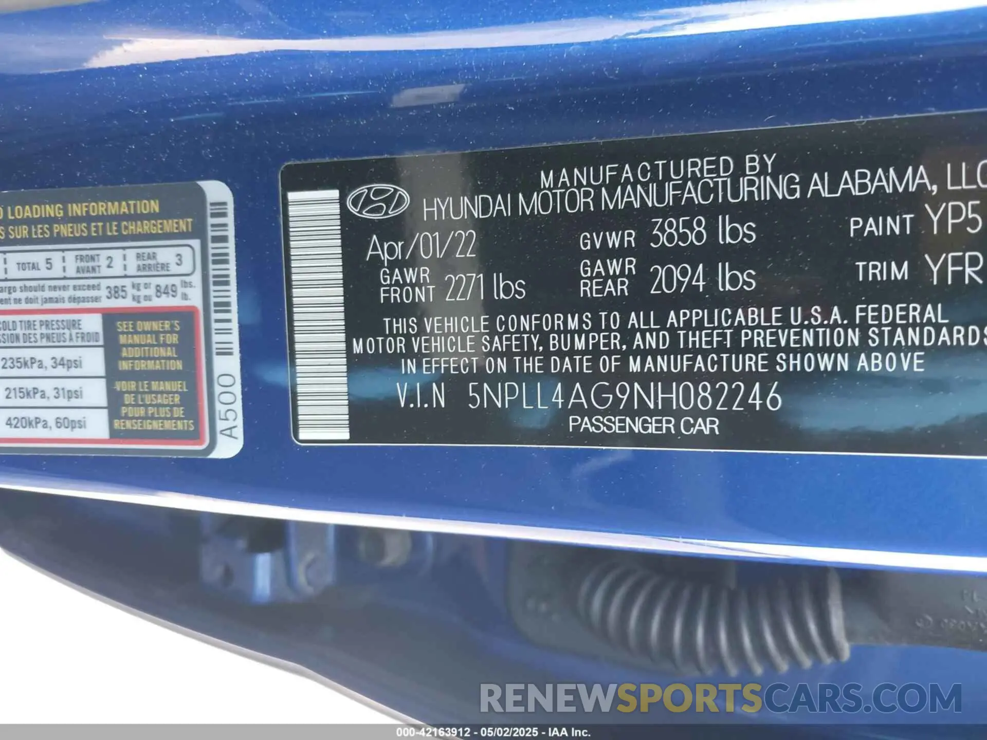 9 Фотография поврежденного автомобиля 5NPLL4AG9NH082246 HYUNDAI ELANTRA 2022