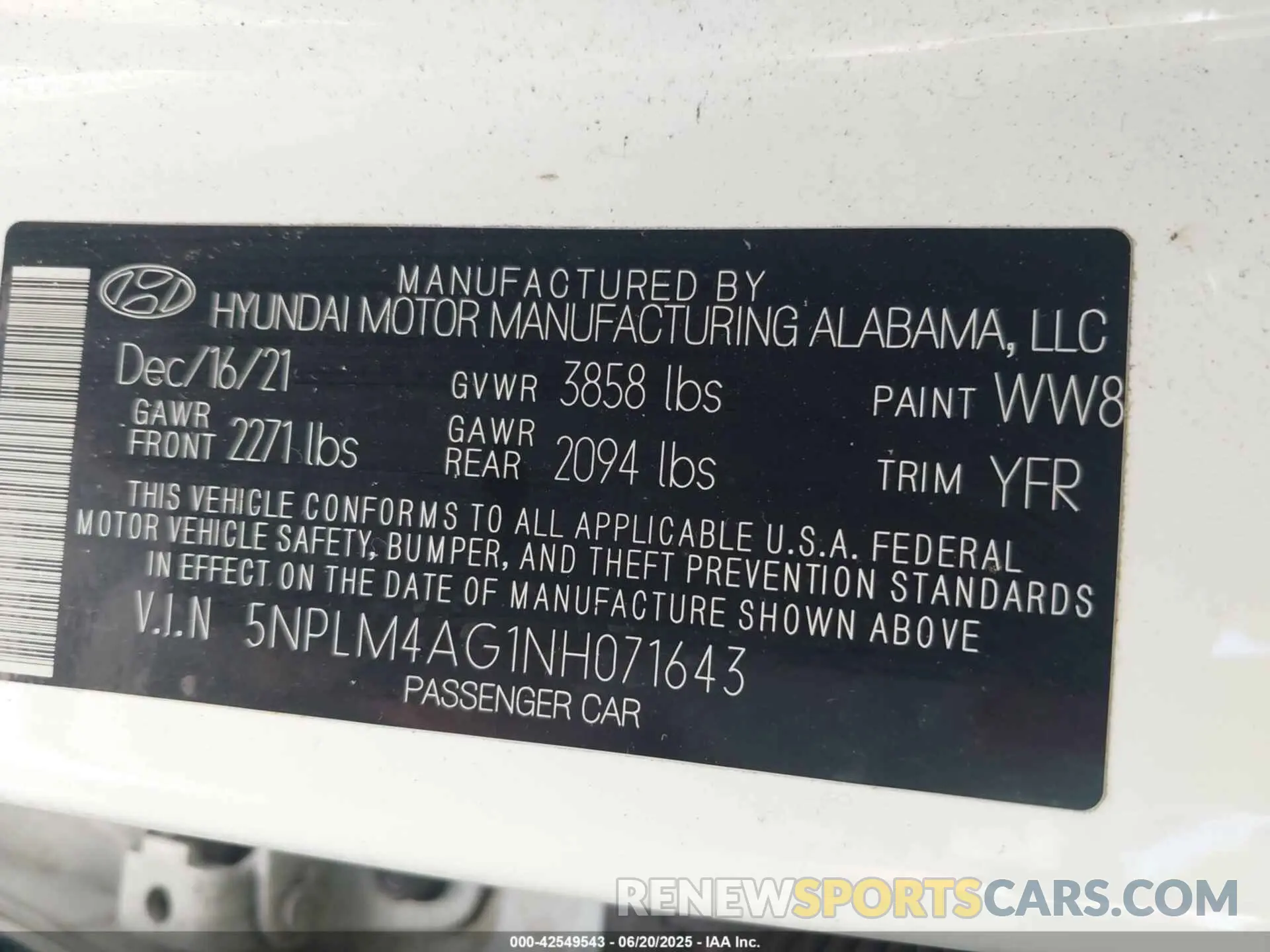9 Фотография поврежденного автомобиля 5NPLM4AG1NH071643 HYUNDAI ELANTRA 2022