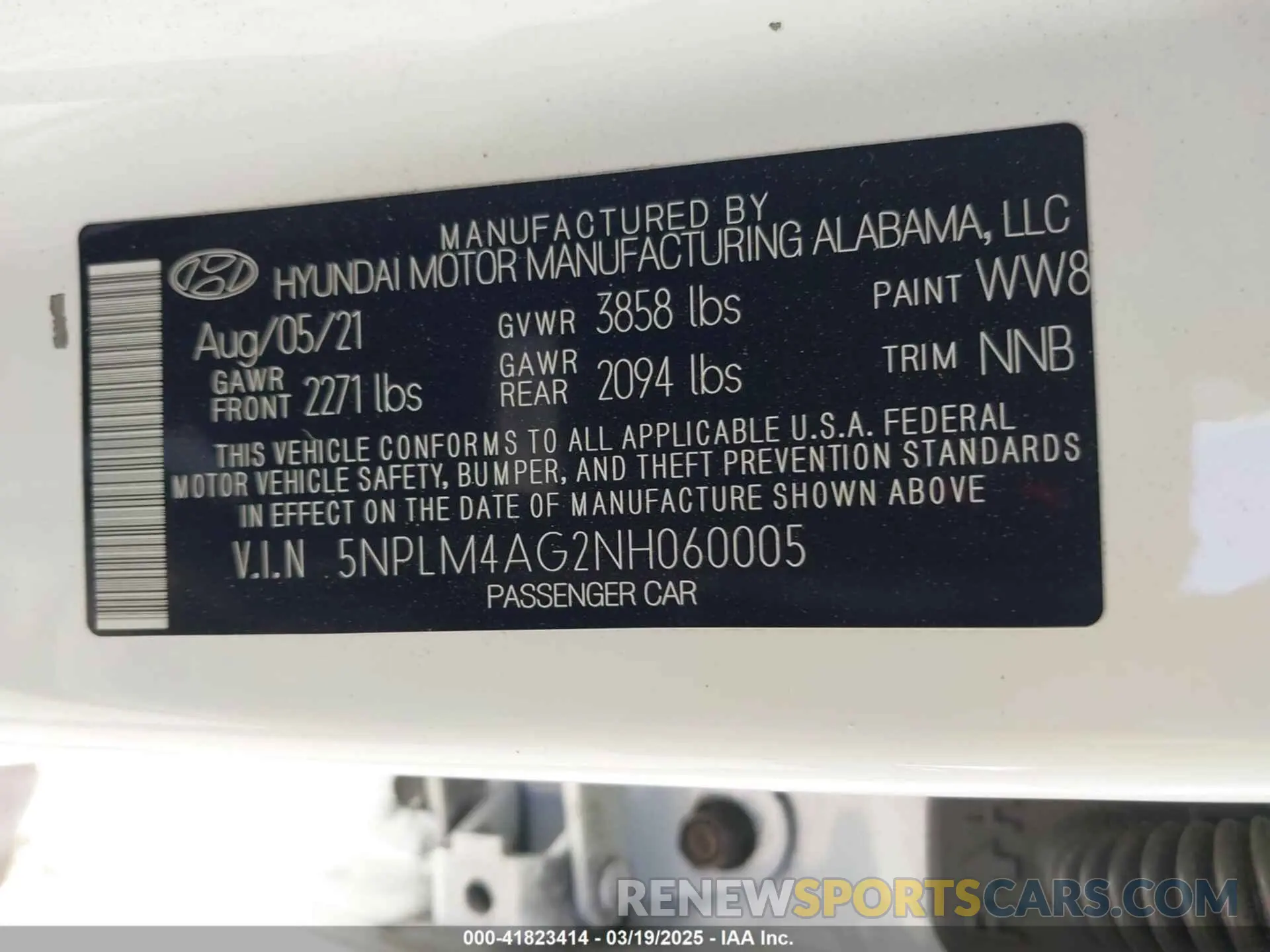 9 Фотография поврежденного автомобиля 5NPLM4AG2NH060005 HYUNDAI ELANTRA 2022
