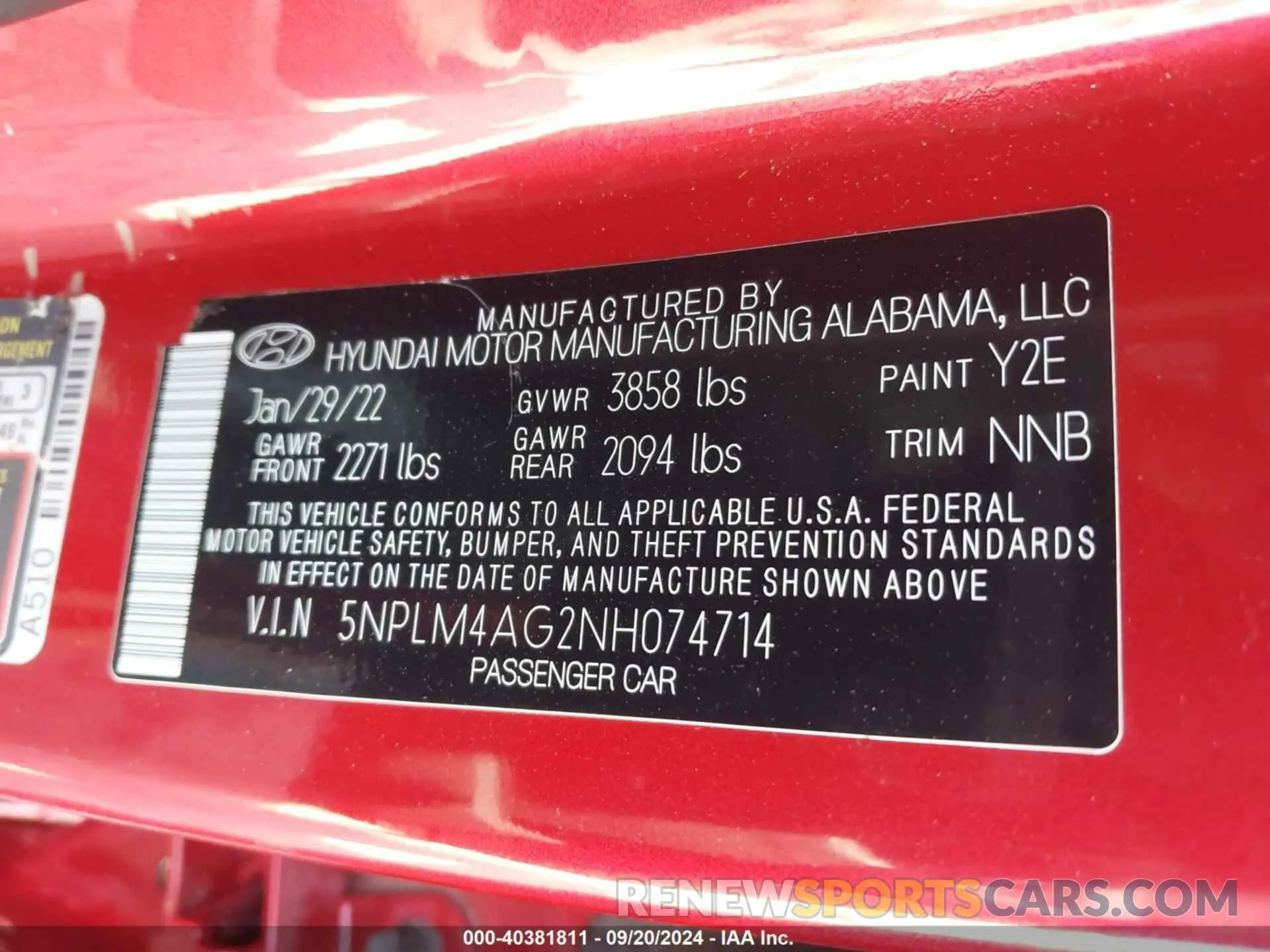 9 Фотография поврежденного автомобиля 5NPLM4AG2NH074714 HYUNDAI ELANTRA 2022