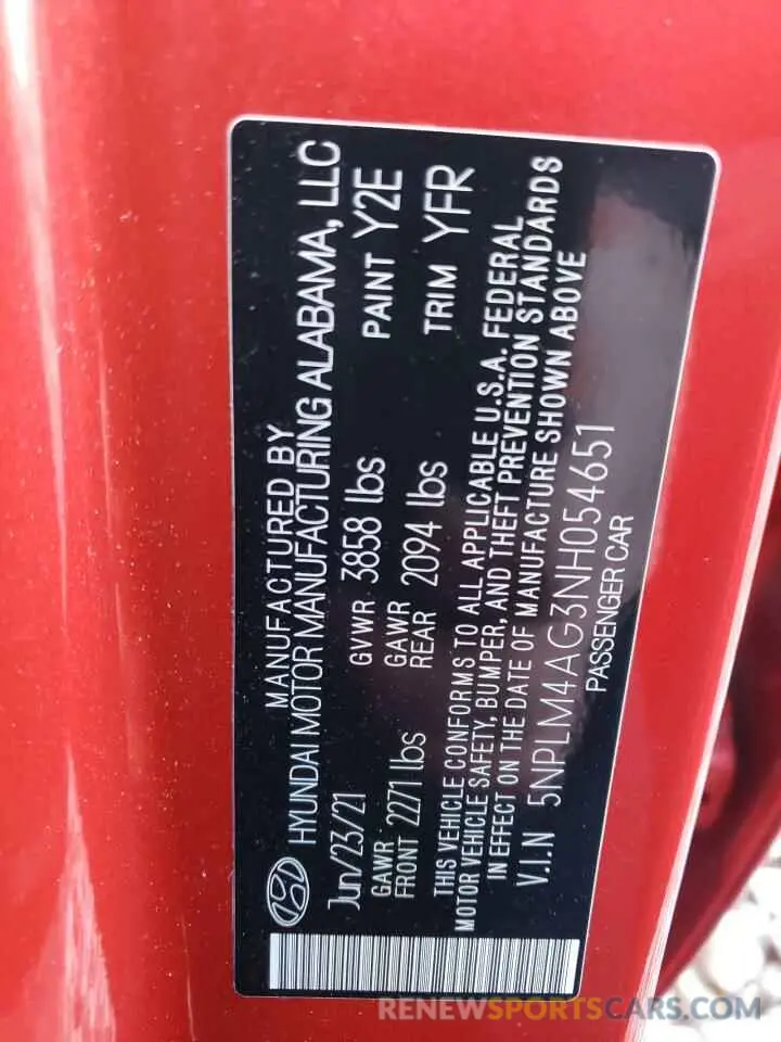 14 Фотография поврежденного автомобиля 5NPLM4AG3NH054651 HYUNDAI ELANTRA 2022