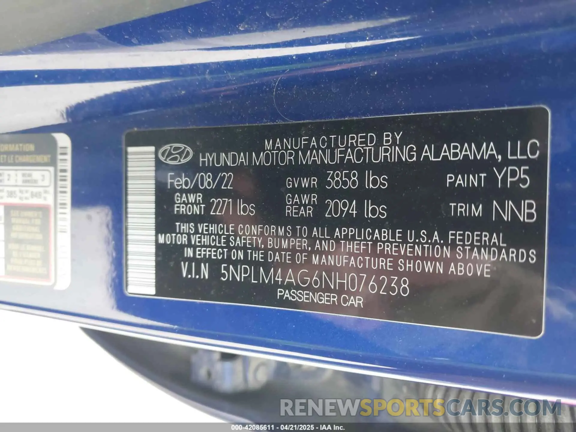 9 Photograph of a damaged car 5NPLM4AG6NH076238 HYUNDAI ELANTRA 2022