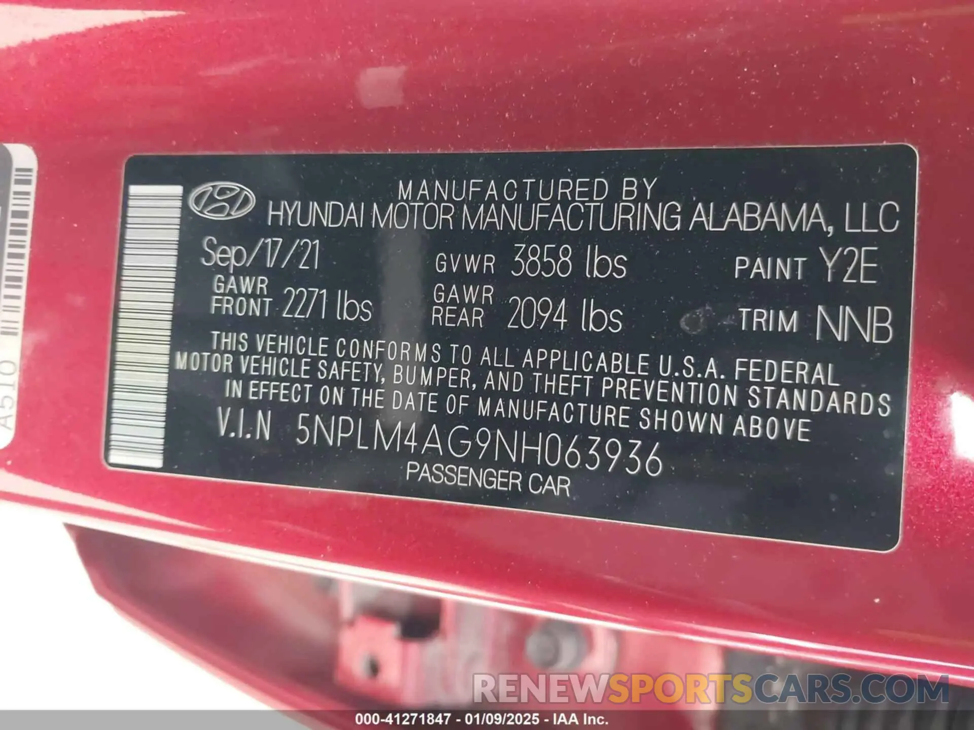 9 Фотография поврежденного автомобиля 5NPLM4AG9NH063936 HYUNDAI ELANTRA 2022