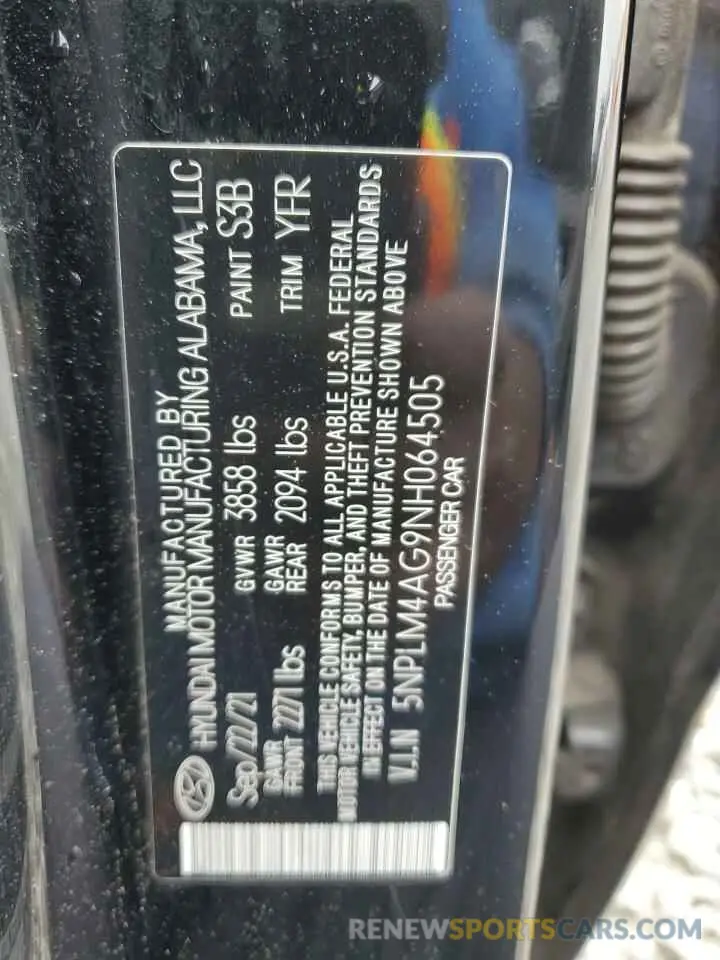 14 Фотография поврежденного автомобиля 5NPLM4AG9NH064505 HYUNDAI ELANTRA 2022