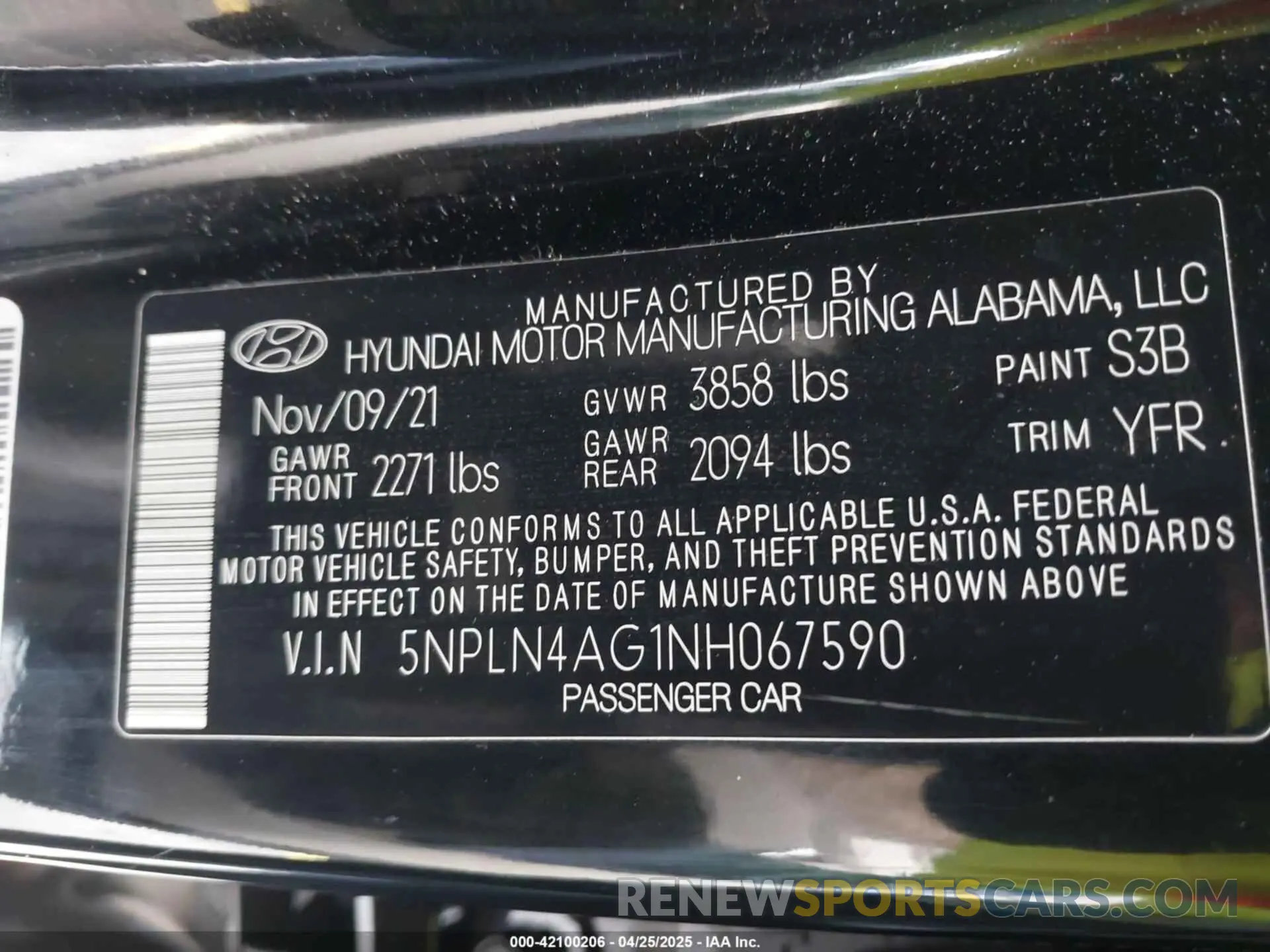 9 Фотография поврежденного автомобиля 5NPLN4AG1NH067590 HYUNDAI ELANTRA 2022