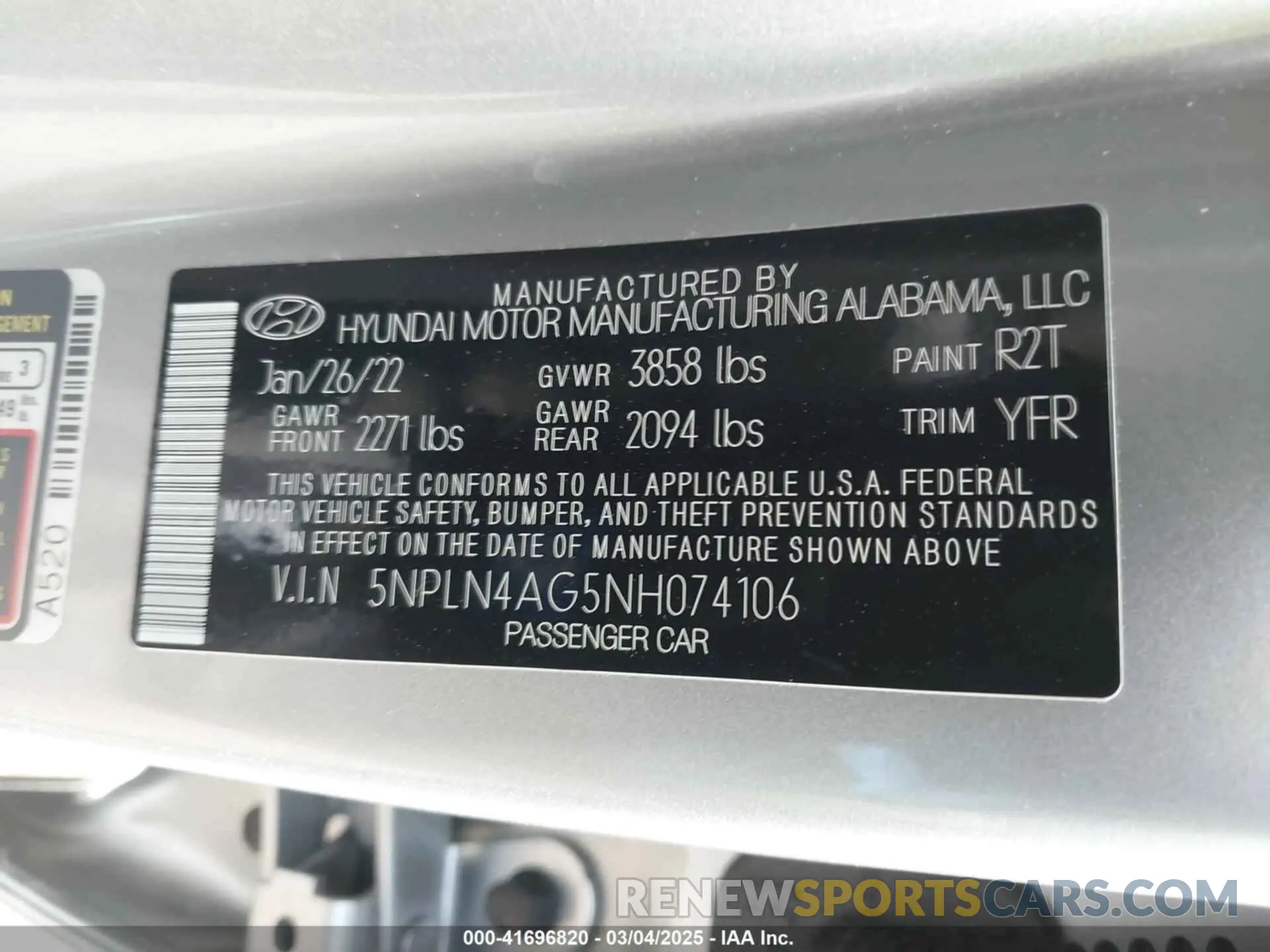 9 Photograph of a damaged car 5NPLN4AG5NH074106 HYUNDAI ELANTRA 2022
