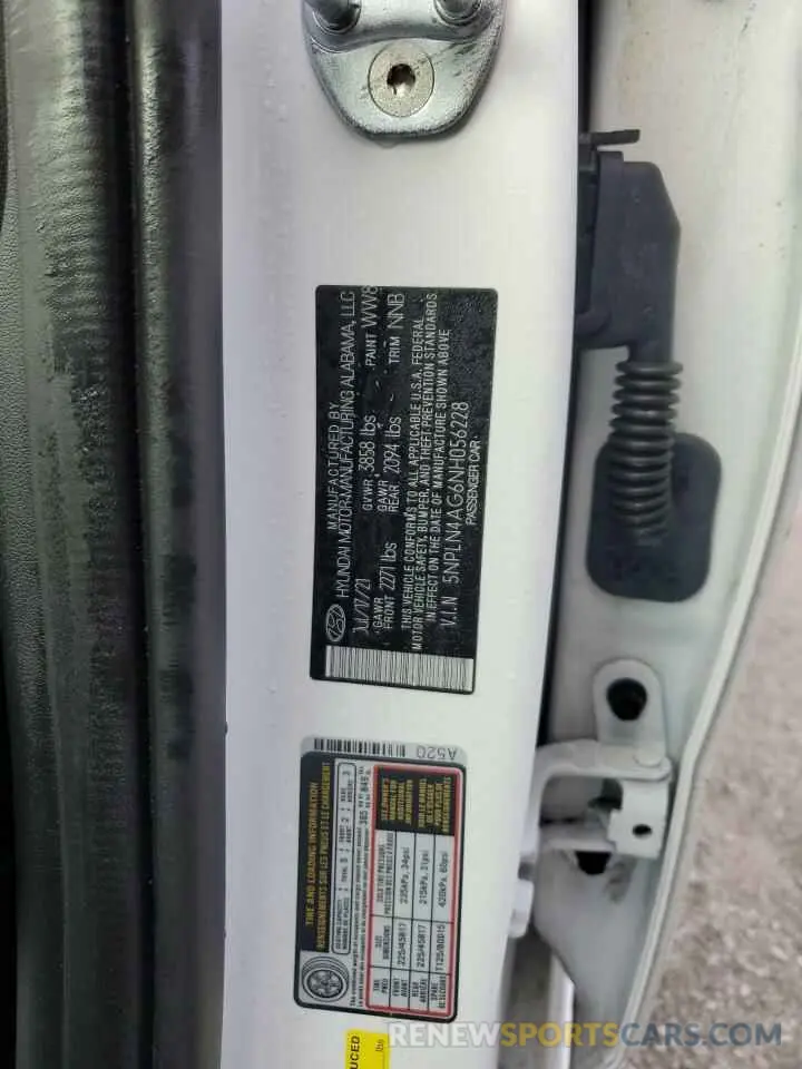12 Photograph of a damaged car 5NPLN4AG6NH056228 HYUNDAI ELANTRA 2022