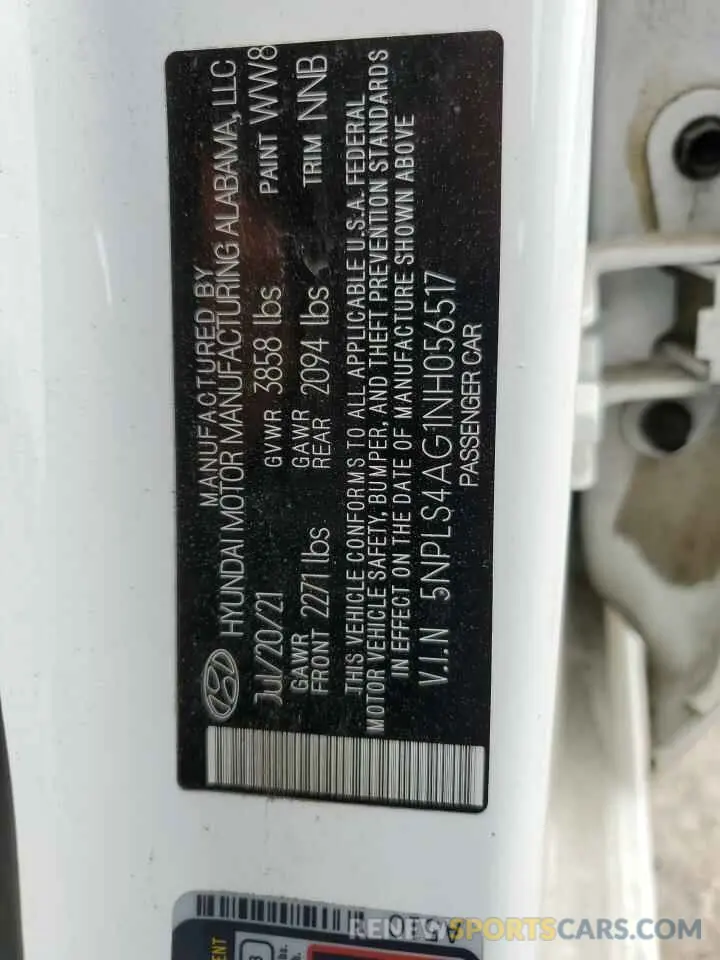 12 Photograph of a damaged car 5NPLS4AG1NH056517 HYUNDAI ELANTRA 2022