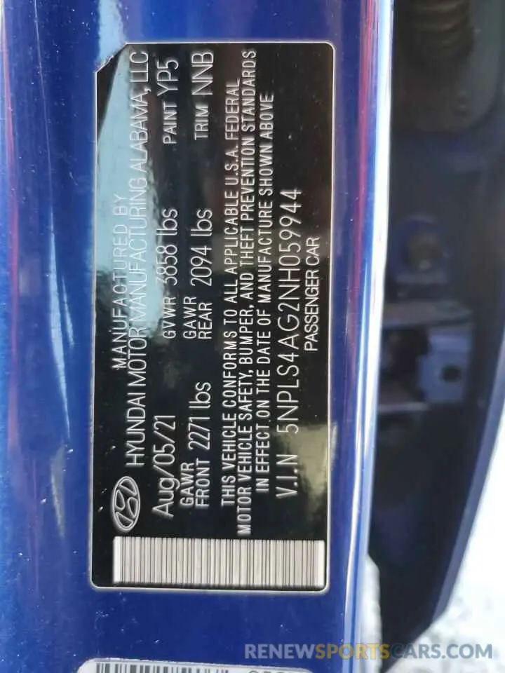 14 Фотография поврежденного автомобиля 5NPLS4AG2NH059944 HYUNDAI ELANTRA 2022