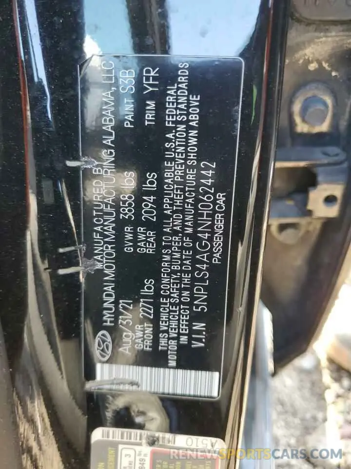 12 Фотография поврежденного автомобиля 5NPLS4AG4NH062442 HYUNDAI ELANTRA 2022