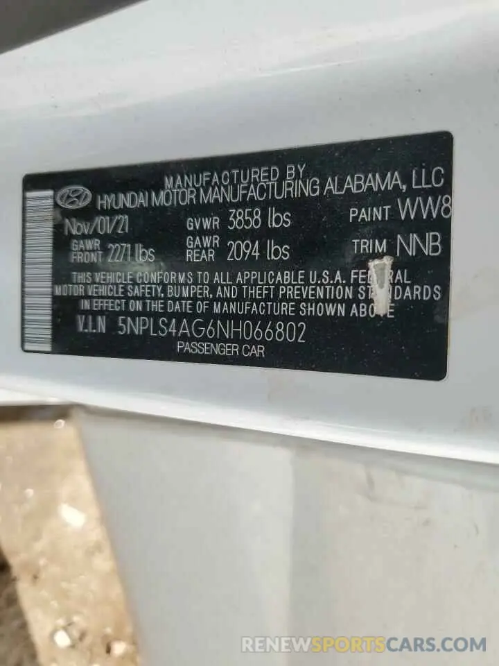 14 Фотография поврежденного автомобиля 5NPLS4AG6NH066802 HYUNDAI ELANTRA 2022