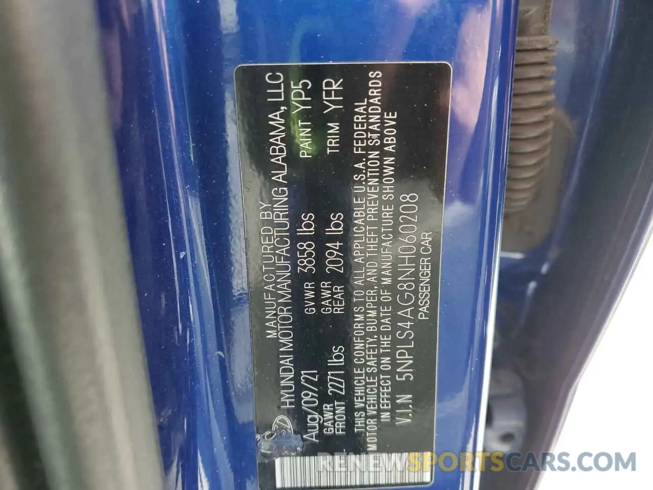 13 Photograph of a damaged car 5NPLS4AG8NH060208 HYUNDAI ELANTRA 2022