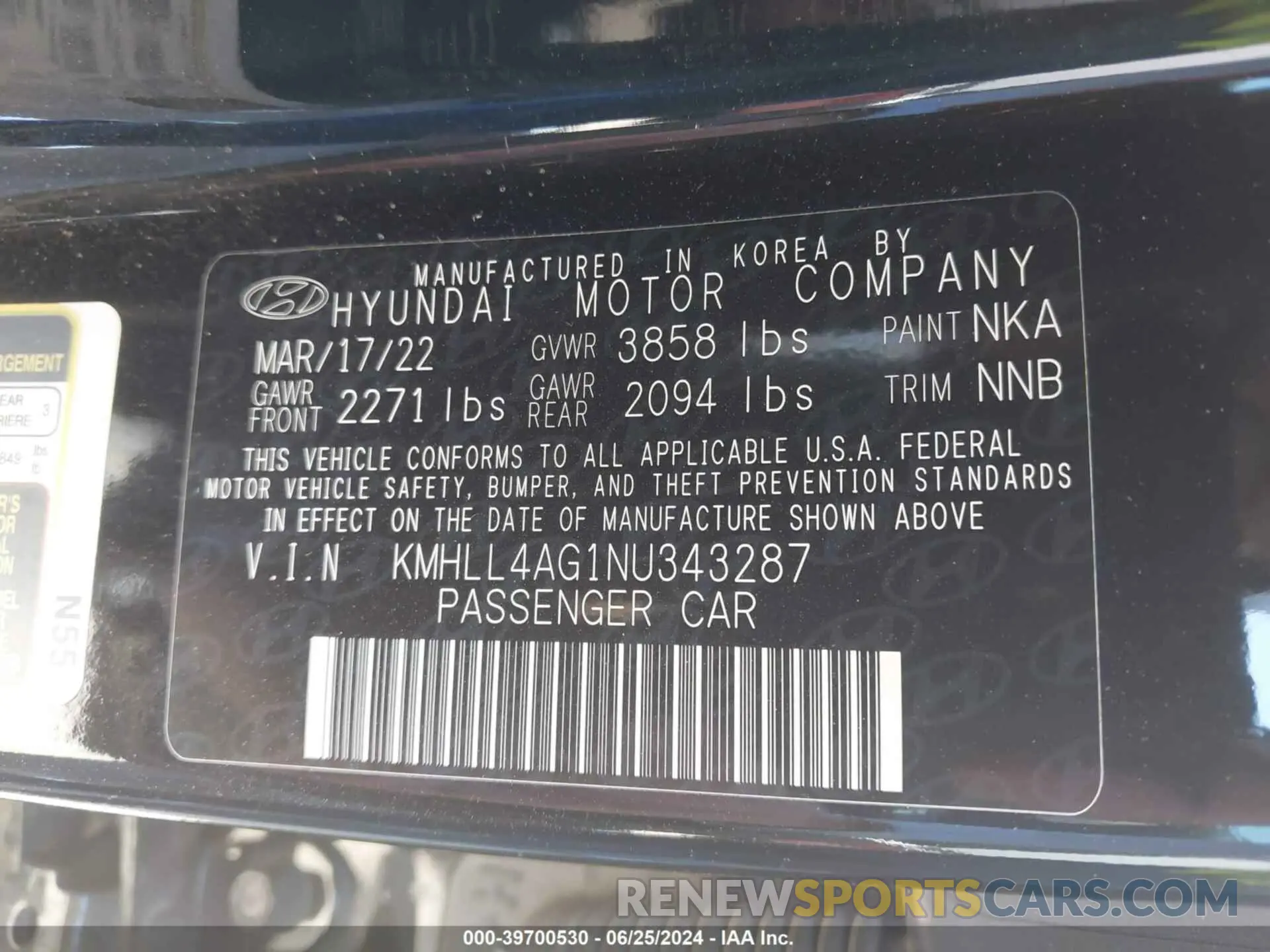 9 Фотография поврежденного автомобиля KMHLL4AG1NU343287 HYUNDAI ELANTRA 2022